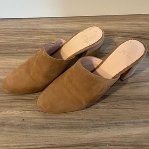 J. Crew Women's Size 8.0 Slip On Backless Tan Suede 3" Sophie Heel Mule Clog